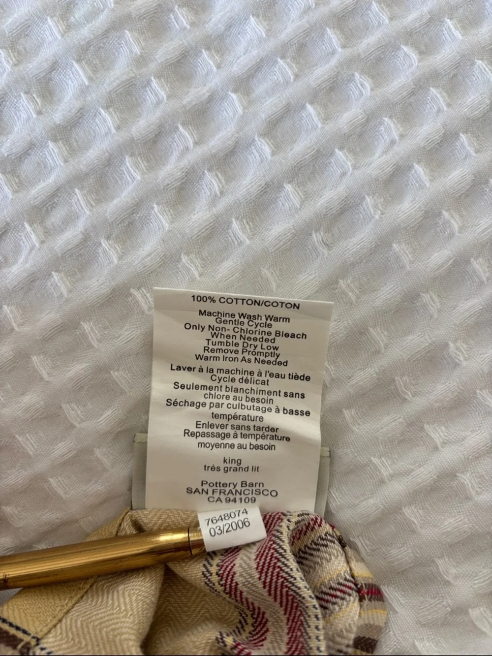 Pottery Barn 2006 Tan Red Striped King Duvet Cover &‎ (2) Standard Pillow Shams